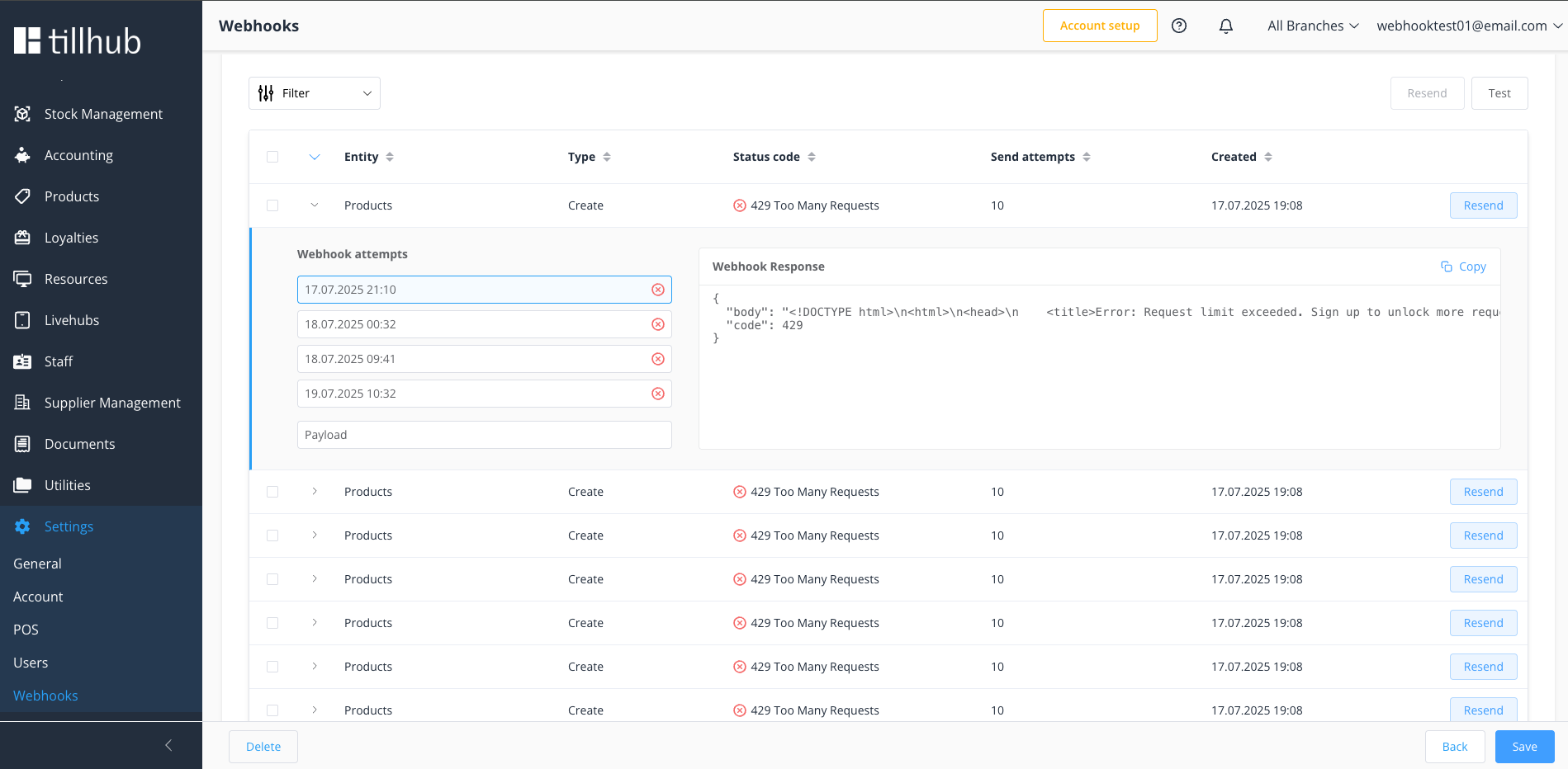 Webhook Requests Details