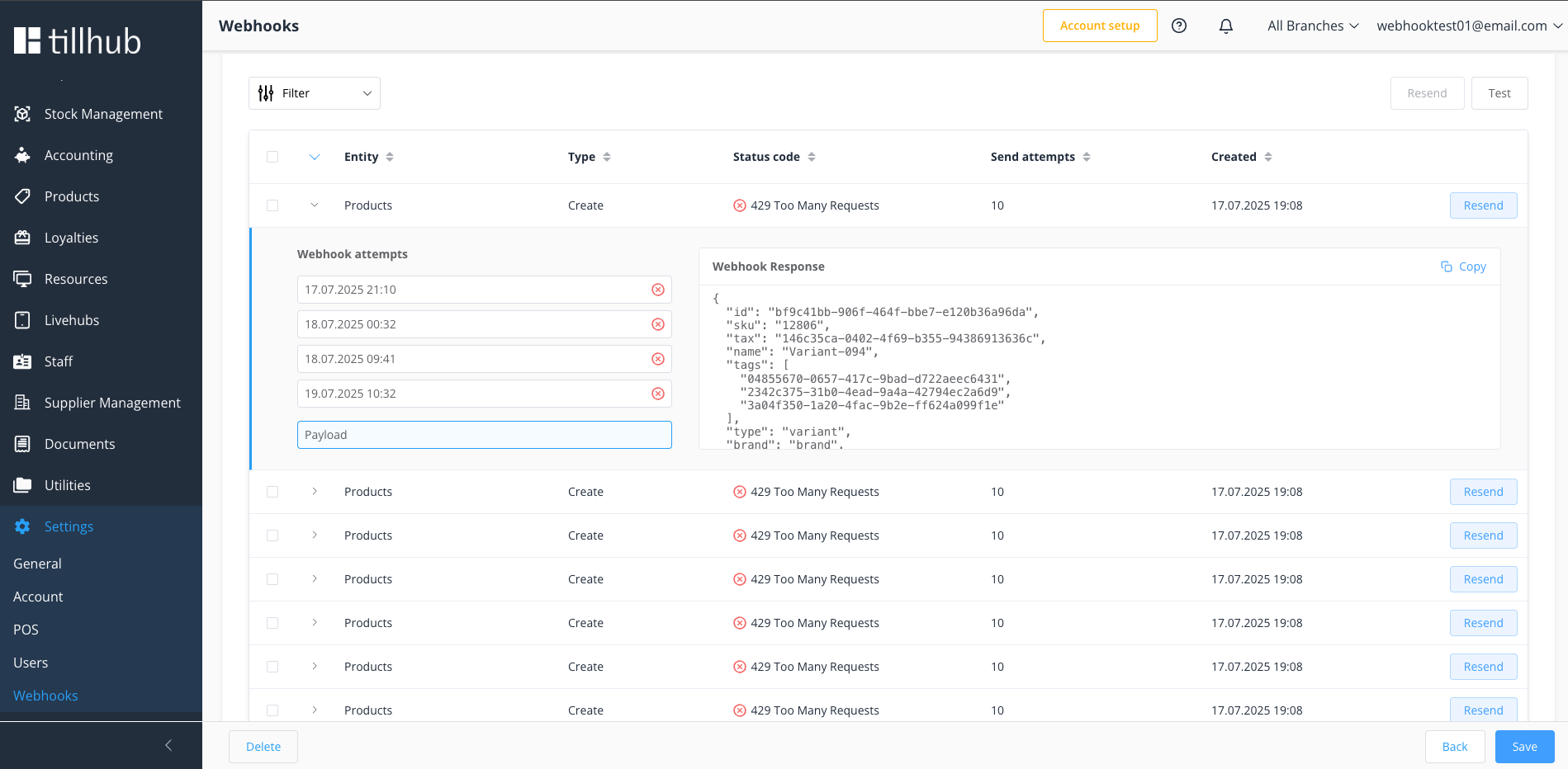 Webhook Requests Details