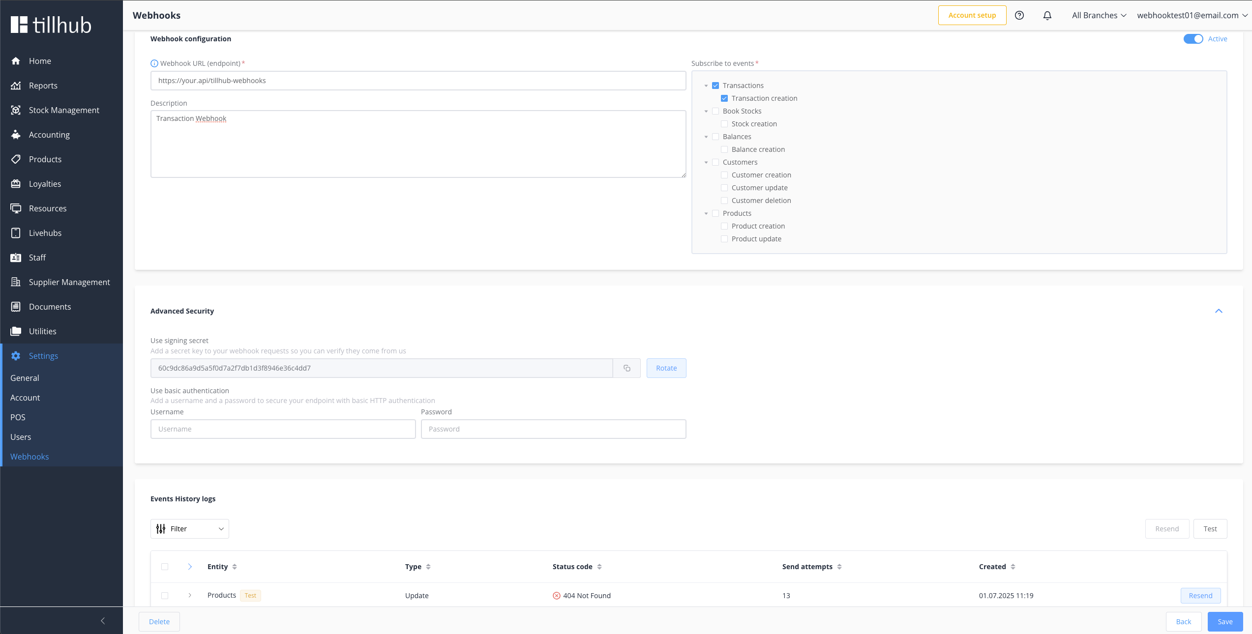 Webhook Details