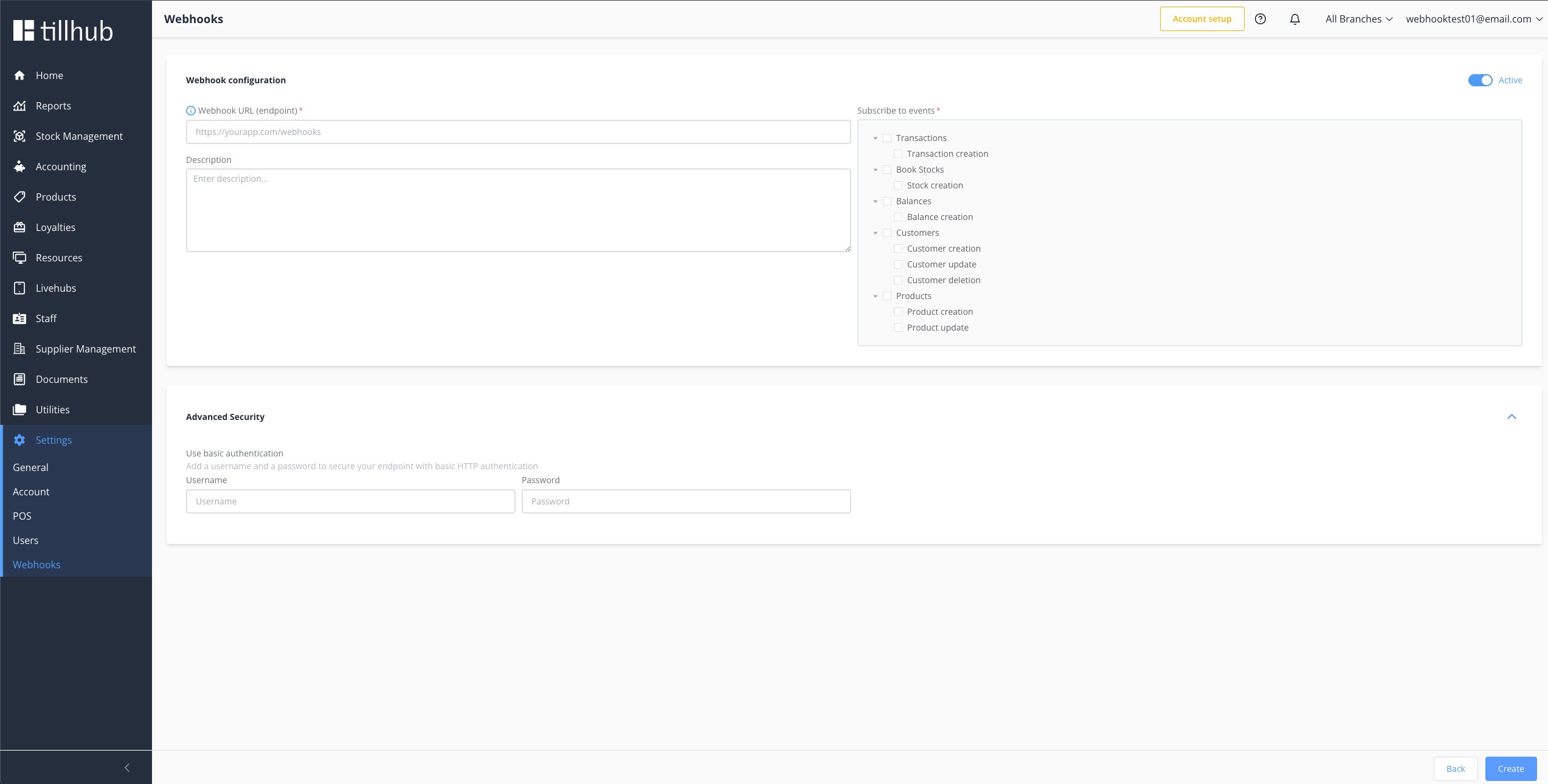 Create Webhook